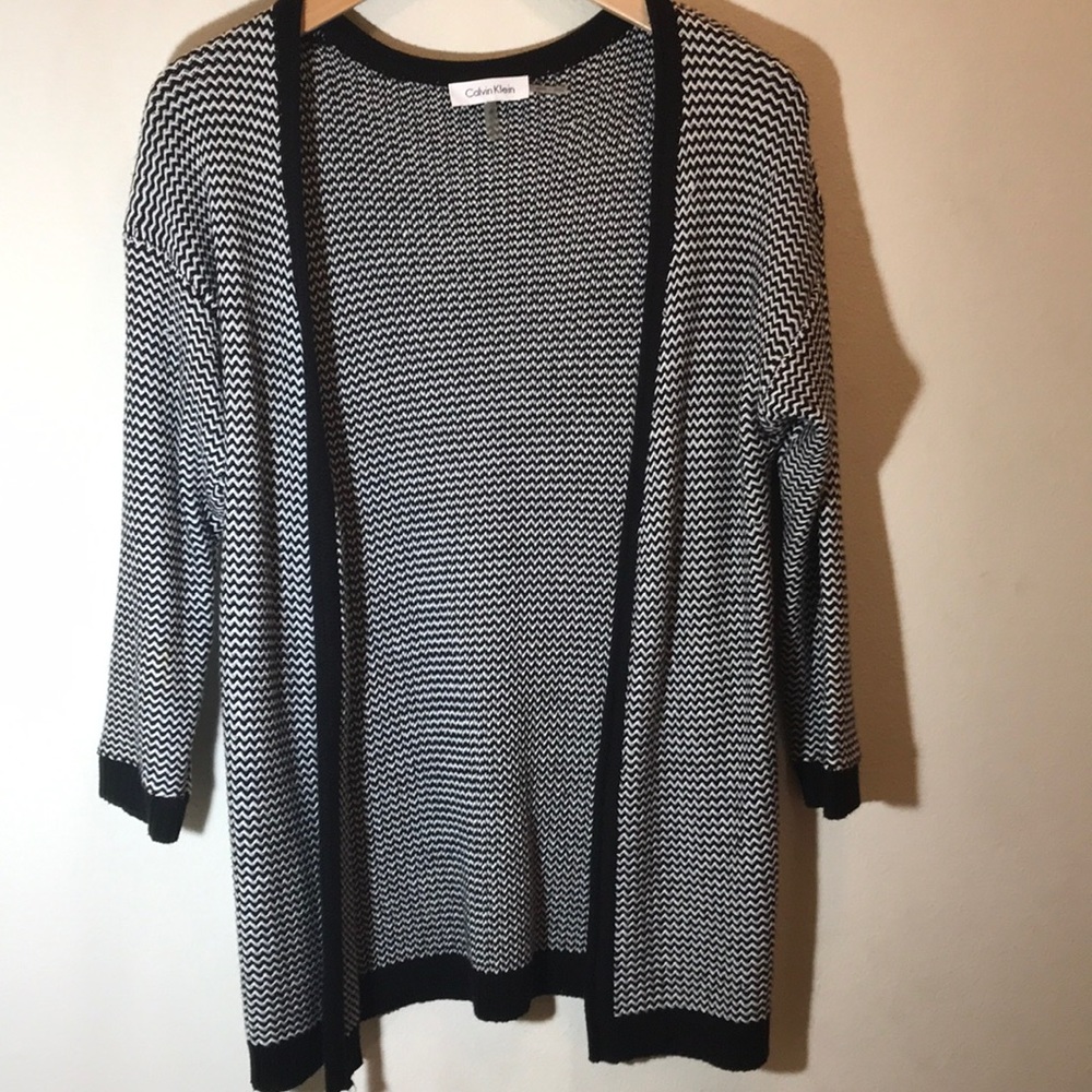 Black and white Calvin Klein cardigan